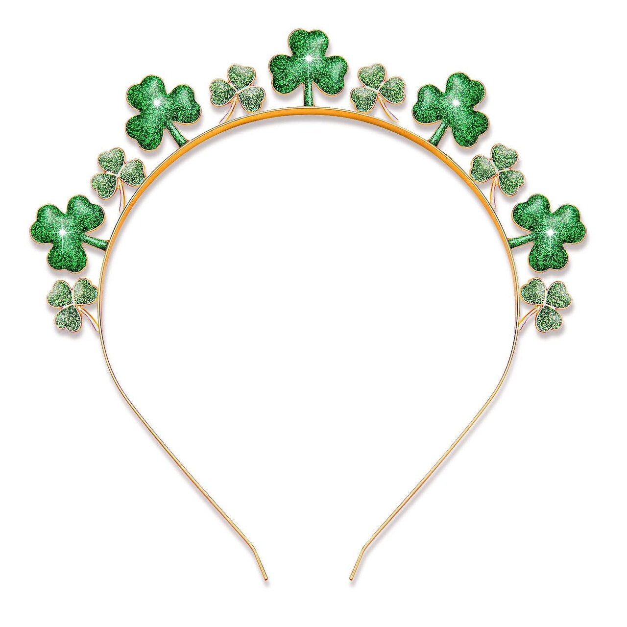 St. Patrick's Day Headbands, Glitter Rhinestone Shamrock Headbands Lucky Irish Hairbands St Patrick's Day Accessories Party Favors Gifts (Shamrock)